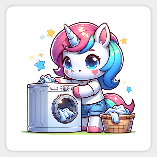 Magical Laundry Day with Unicorns 🧺 Magnet by Pink & Pretty